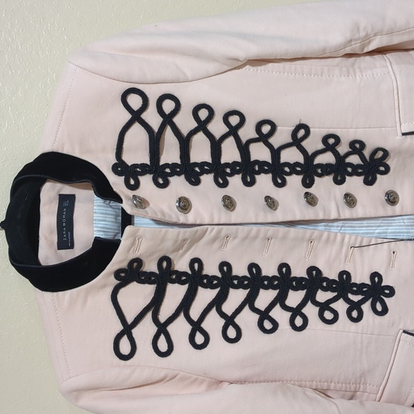 Zara Woman military-style braid blazer in nude pink, Medium Size.N WT - Picture 2 of 8